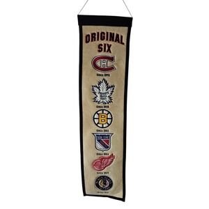 NHL Original 6 Teams Heritage Banner Embroidered Wool 8" X 32" W/ Hanging Rope